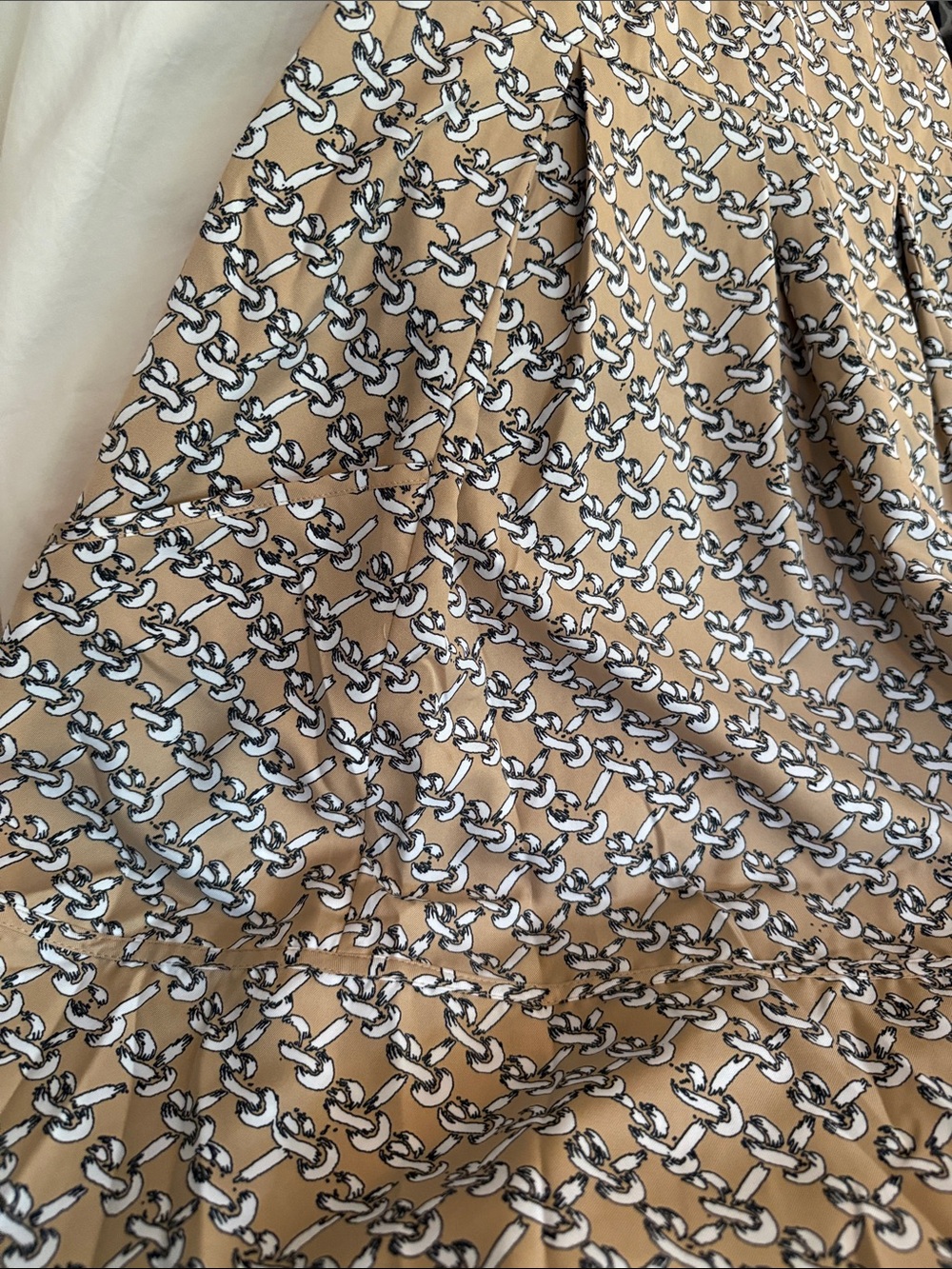 Jessica Simpson Sz 4 Thelma Taupe Dress Chain-Print Mock Neck | EUC - Picture 6 of 7